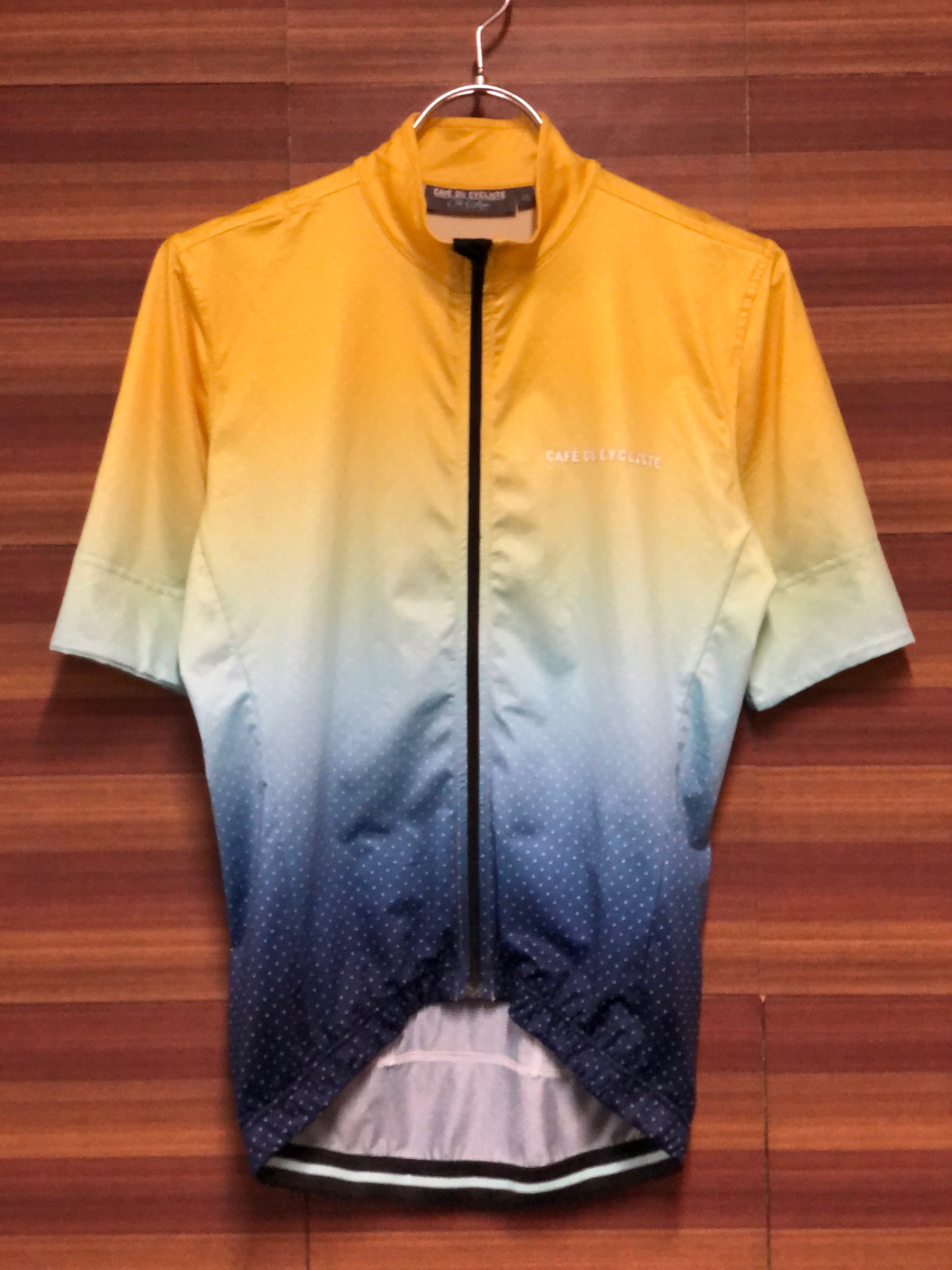 II728 カフェドシクリステ CAFE DU CYCLISTE La Fournaise 半袖 サイクルジャージ 黄 青 XS