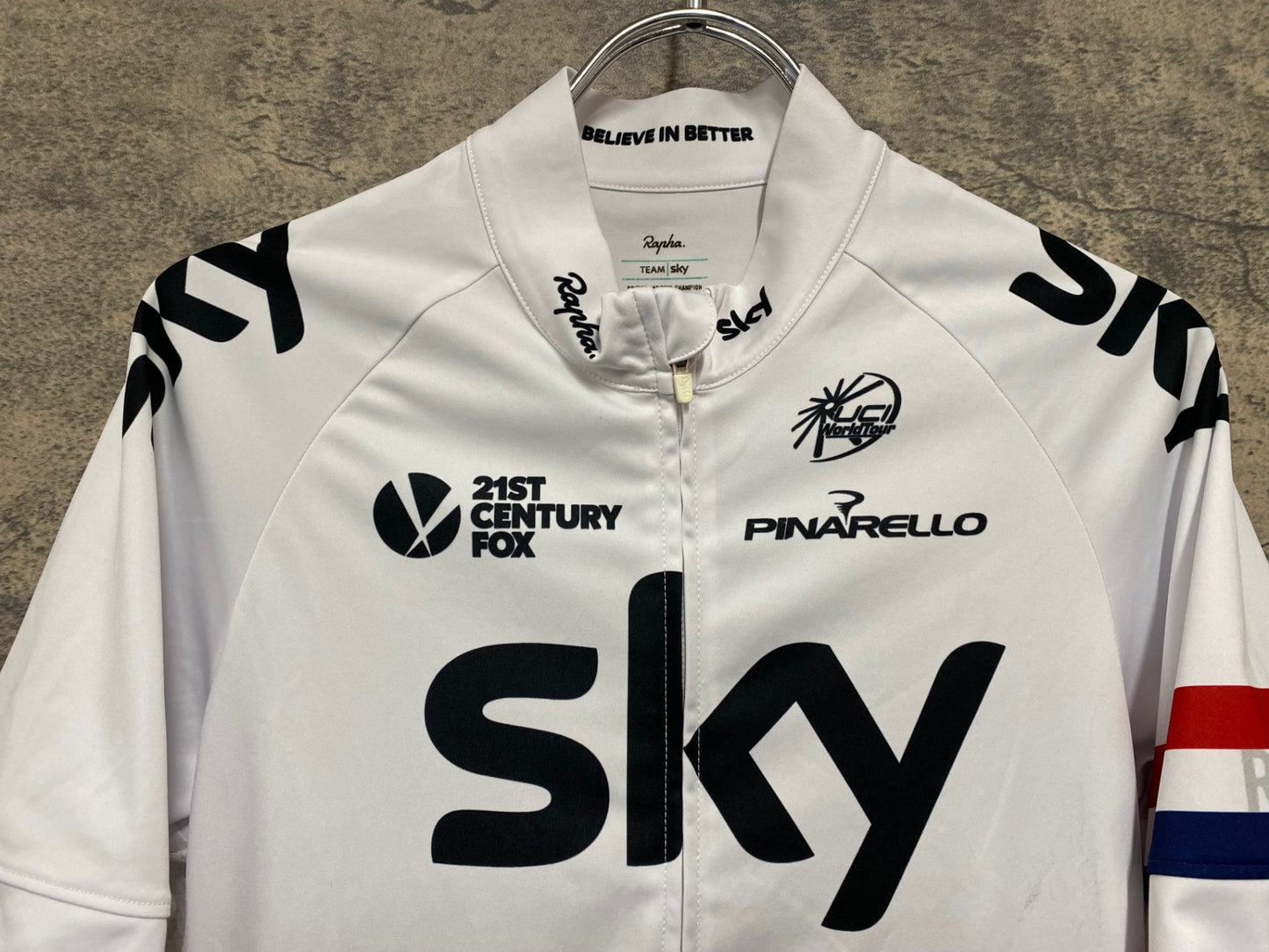 JC804 ラファ Rapha BRITISH NATIONAL CHAMPION REPLICA JERSEY 半袖 サイクルジャージ 白 M TEAM sky