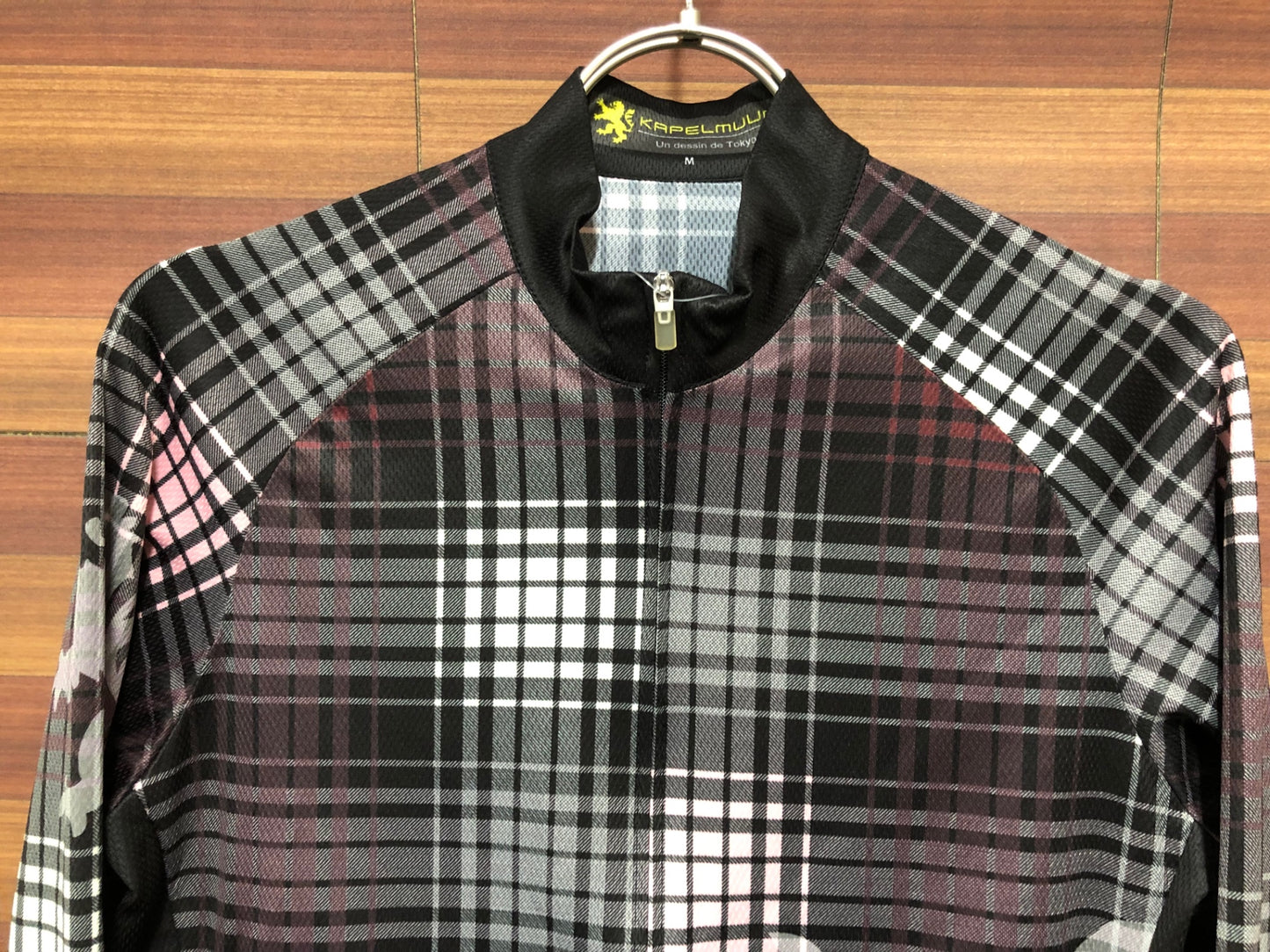 IR922 カペルミュール KAPELMUUR 長袖 サイクルジャージ 黒 白 紫 チェック柄 M