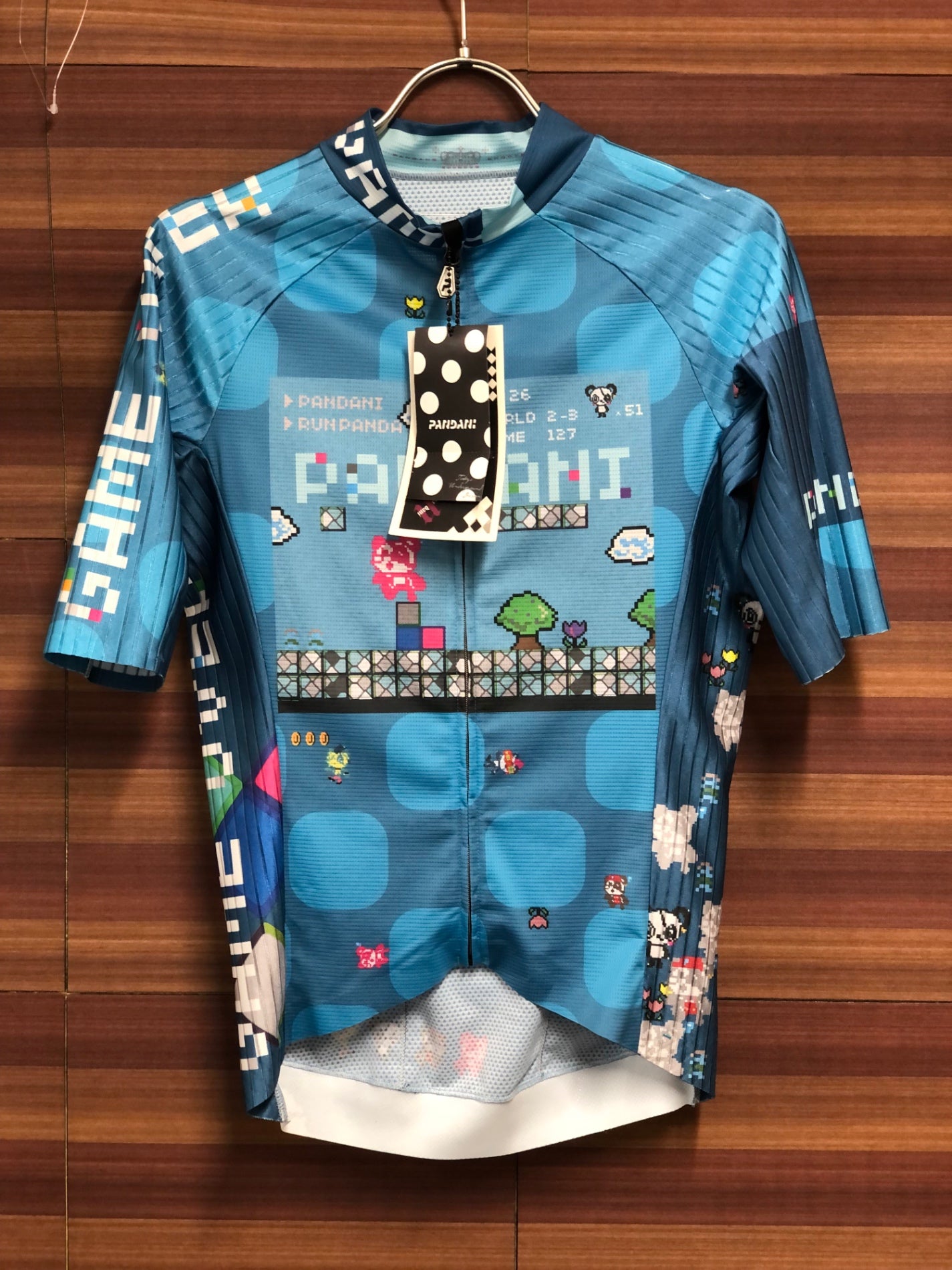 IQ227 パンダーニ PANDANI 半袖 サイクルジャージ 水 S エアロスリーブ