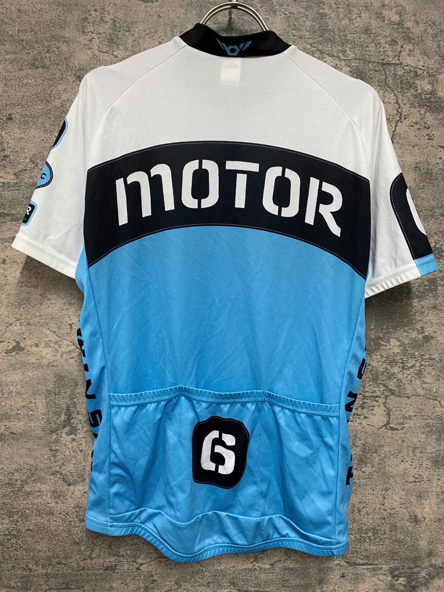 JD372 ツインシックス TWINSIX MOTOR 半袖 サイクルジャージ 白 水色 L
