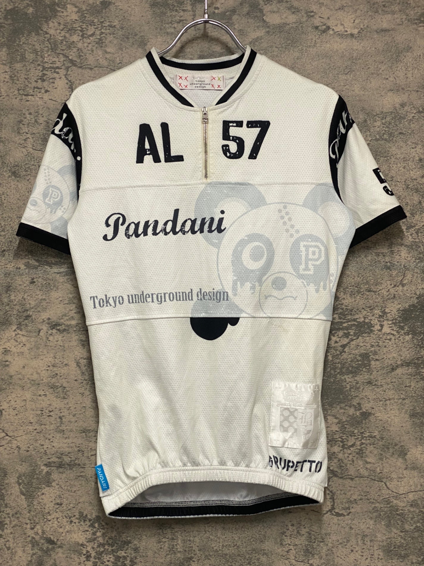IZ997 パンダーニ PANDANI グルペット GRUPETTO 半袖 サイクルジャージ S 白 黄ばみ