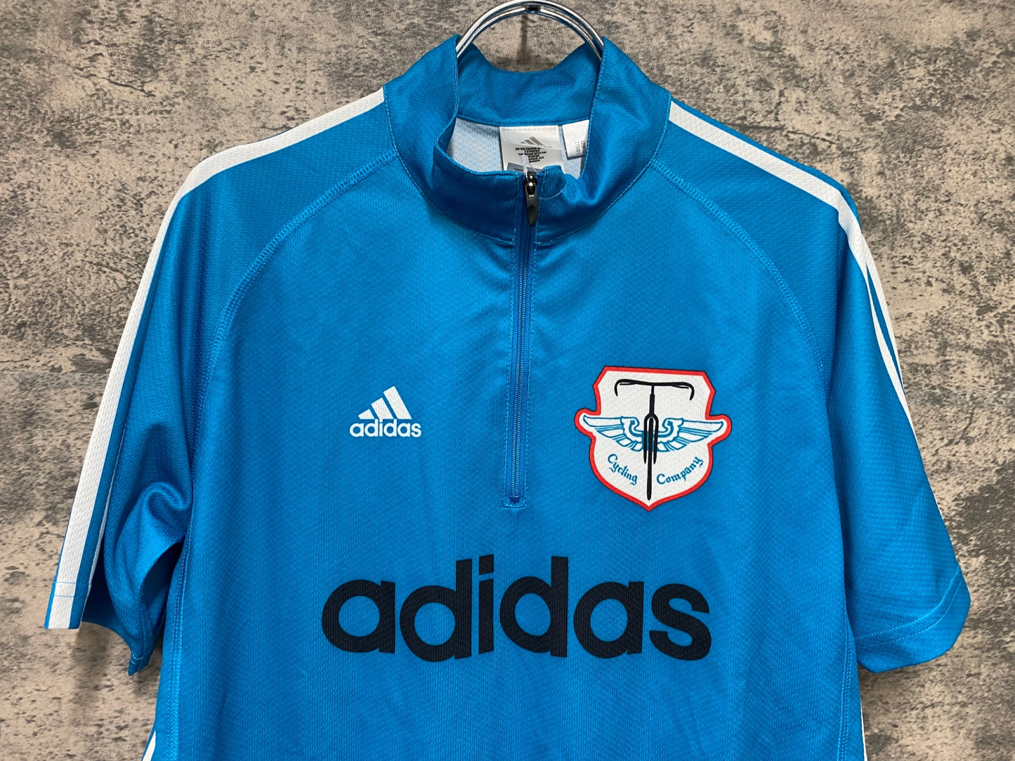 JB216 アディダス adidas 半袖 ハーフジップ サイクルジャージ ターコイズ L