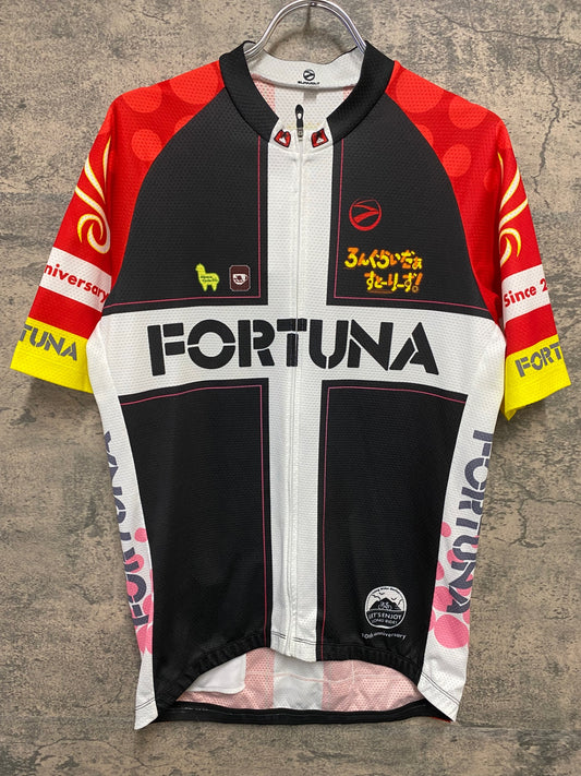 JB662 サンボルト SUNVOLT 半袖 サイクルジャージ 黒 赤 総柄 XL ろんぐらいだぁ すとーりーず