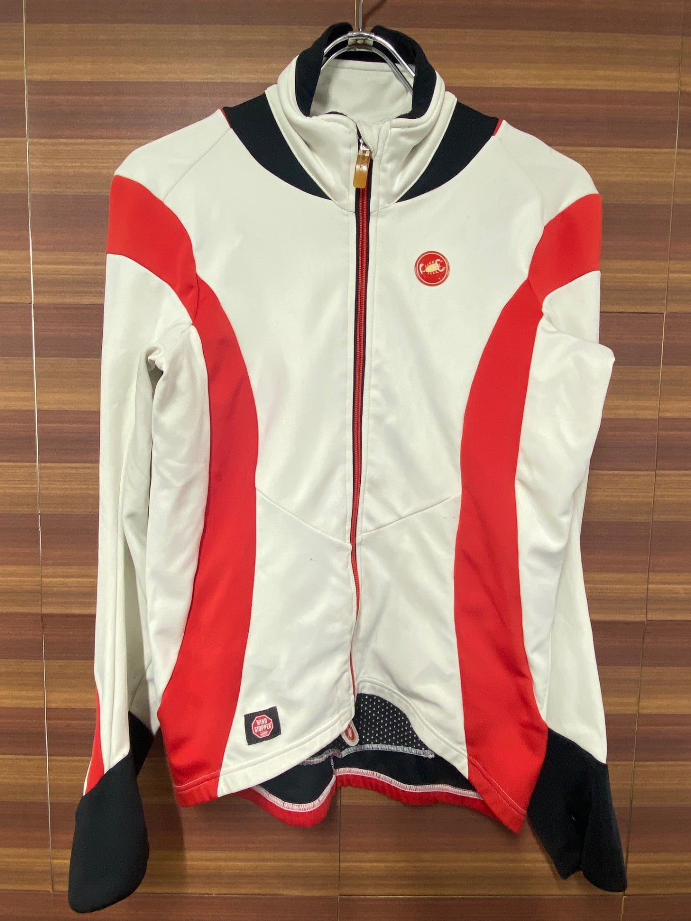 IK403 カステリ CASTELLI ロッソコルサ ROSSO CORSA サイクルジャケット S 白 赤