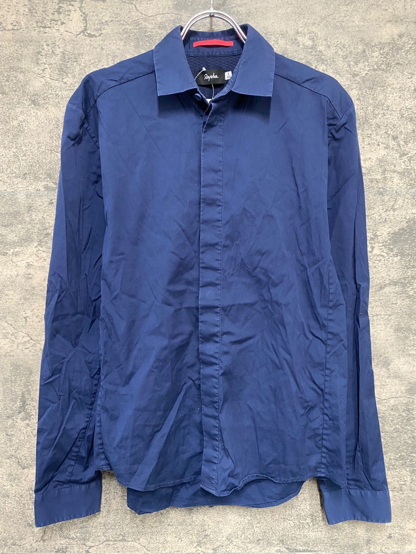 IT633 ラファ Rapha POPLIM SHIRT 長袖 Yシャツ 紺 S ※スレ