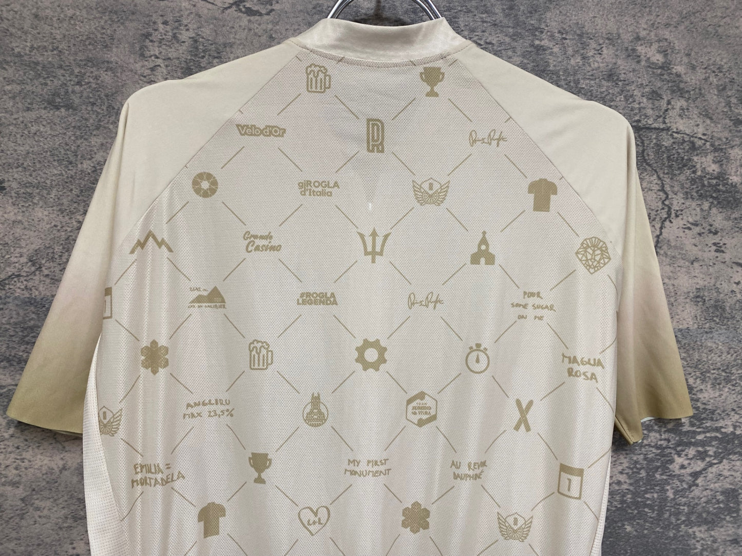 IV586 Primoz roglic Memory Web Cycling Jersey Gold 半袖サイクルジャージ ベージュ M
