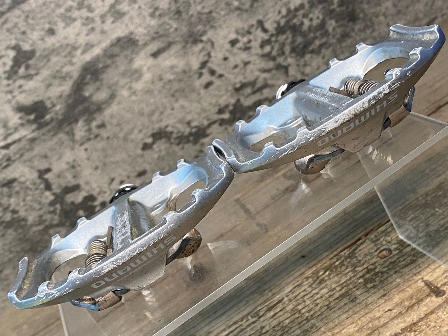 IY611 シマノ SHIMANO PD-A530 ビンディングペダル 片面フラット SPD 銀