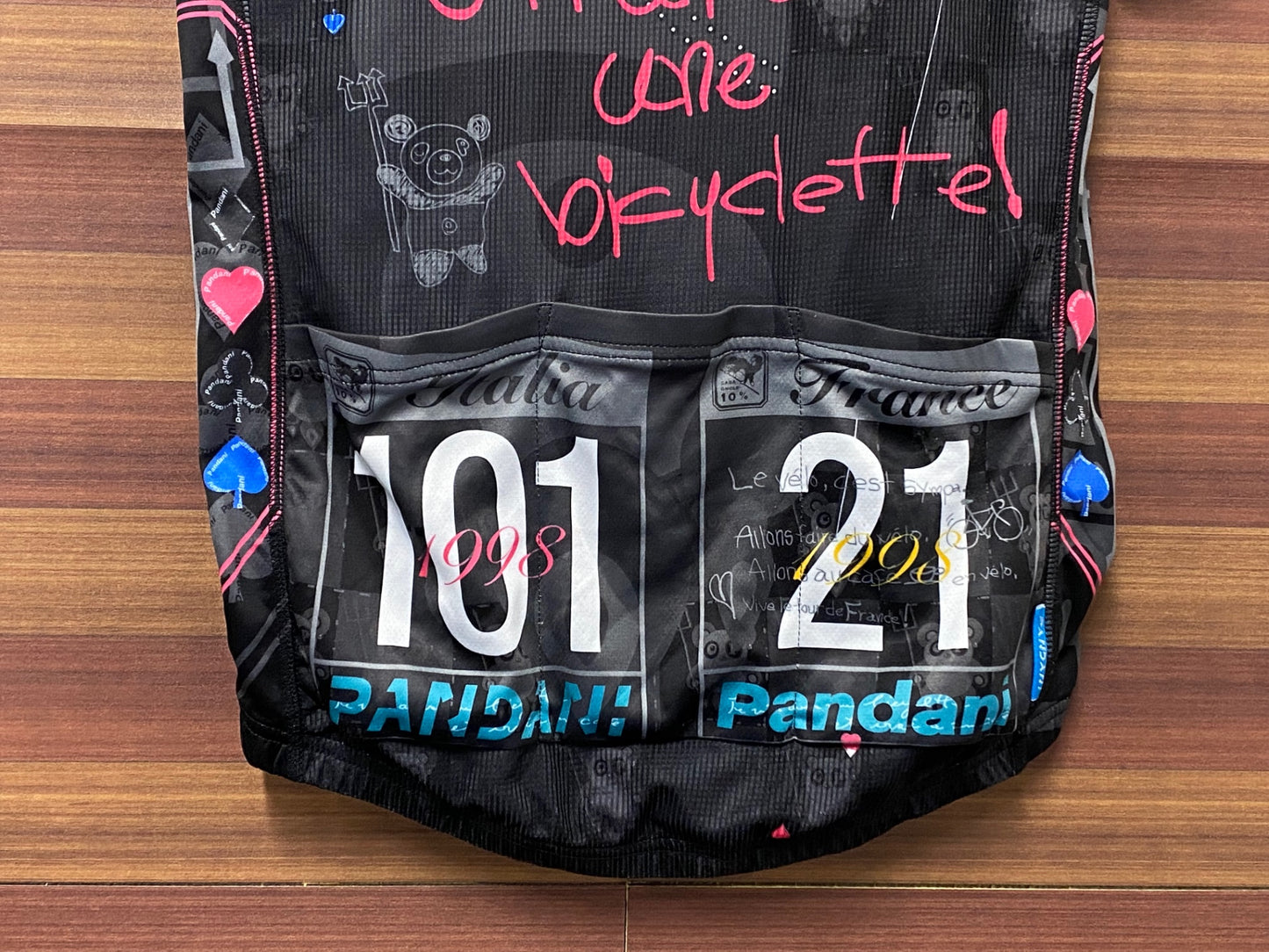 IT125 パンダーニ Pandani 半袖 サイクルジャージ 黒 XS