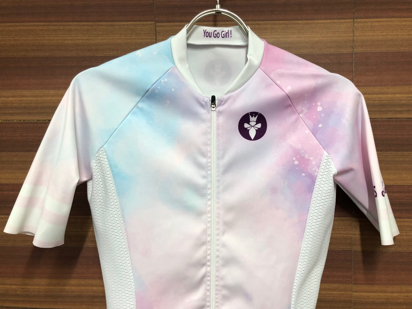 IR073 REINES 半袖 サイクルジャージ ピンク 白 レディース XS