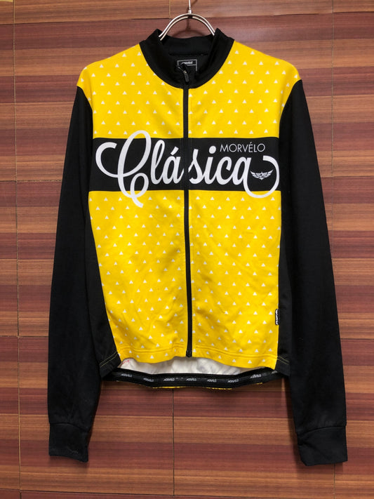 IO744 モルベロ MORVELO 長袖 サイクルジャージ 黒 黄 S 裏起毛