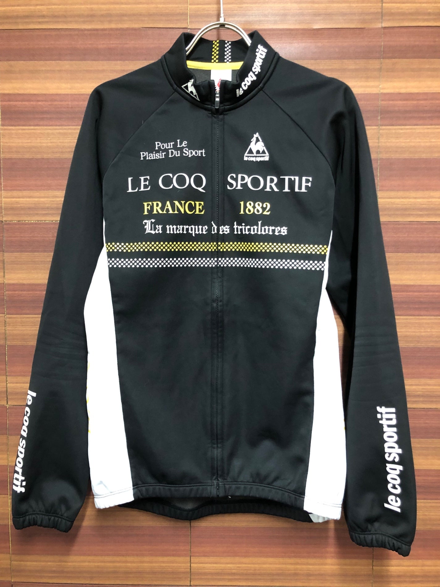 IO078 ルコックスポルティフ le coq sportif 長袖 サイクルジャケット 黒 白 O 裏起毛