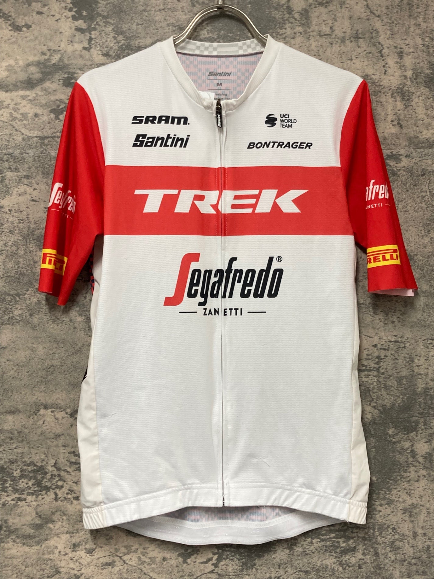 IX362 サンティーニ Santini 半袖 サイクルジャージ TREK Segafredo 白 M ほつれ大 汚れ
