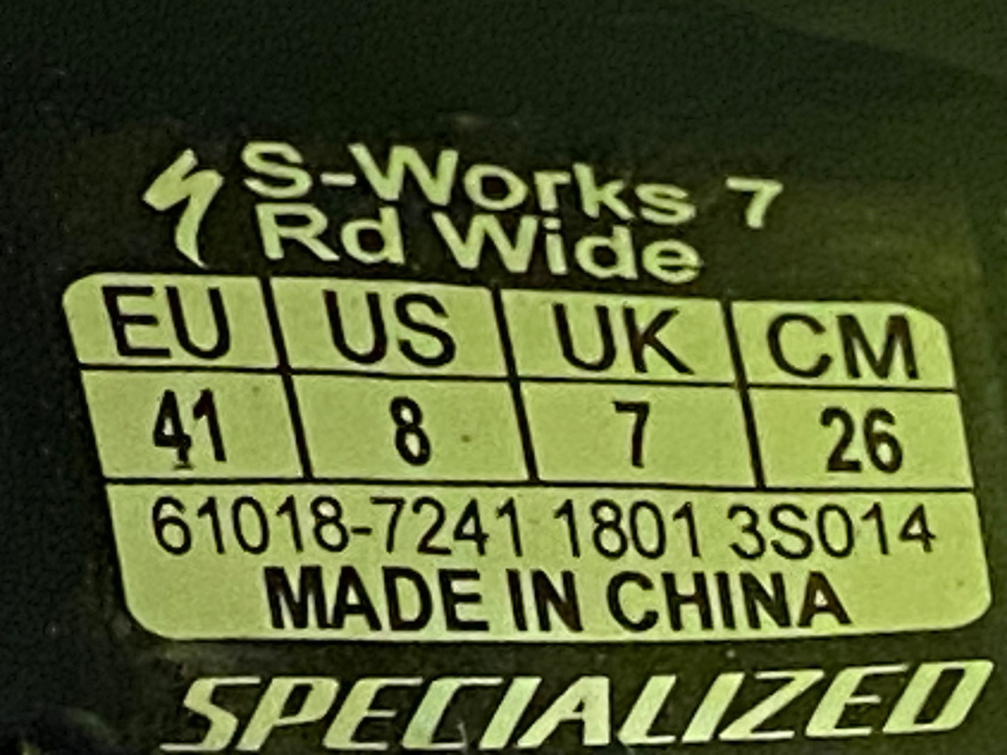 IY409 スペシャライズド SPECIALIZED エスワークス S-WORKS 7 RD ビンディングシューズ 黒 EU41