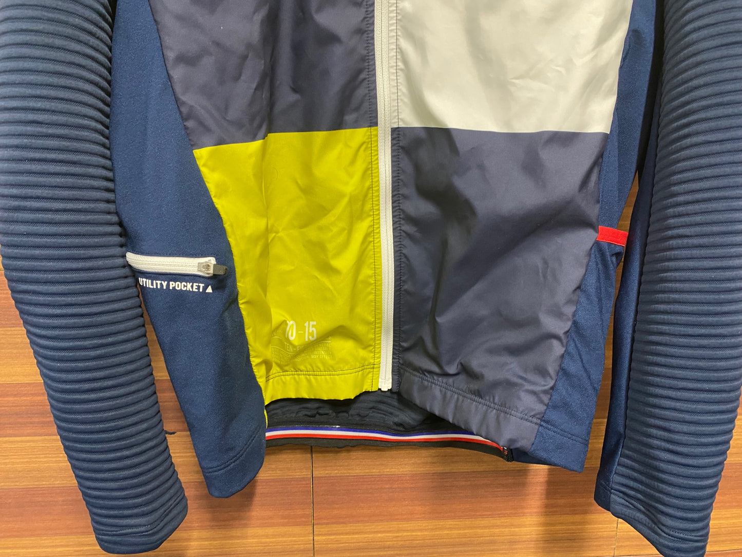 IK216 ルコックスポルティフ le coq sportif 長袖 サイクルジャケット 紺 黄 赤 L 裏起毛