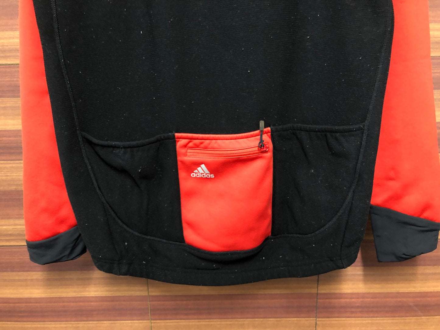 IR944 アディダス adidas 長袖 サイクルジャージ 赤 黒 L 裏起毛