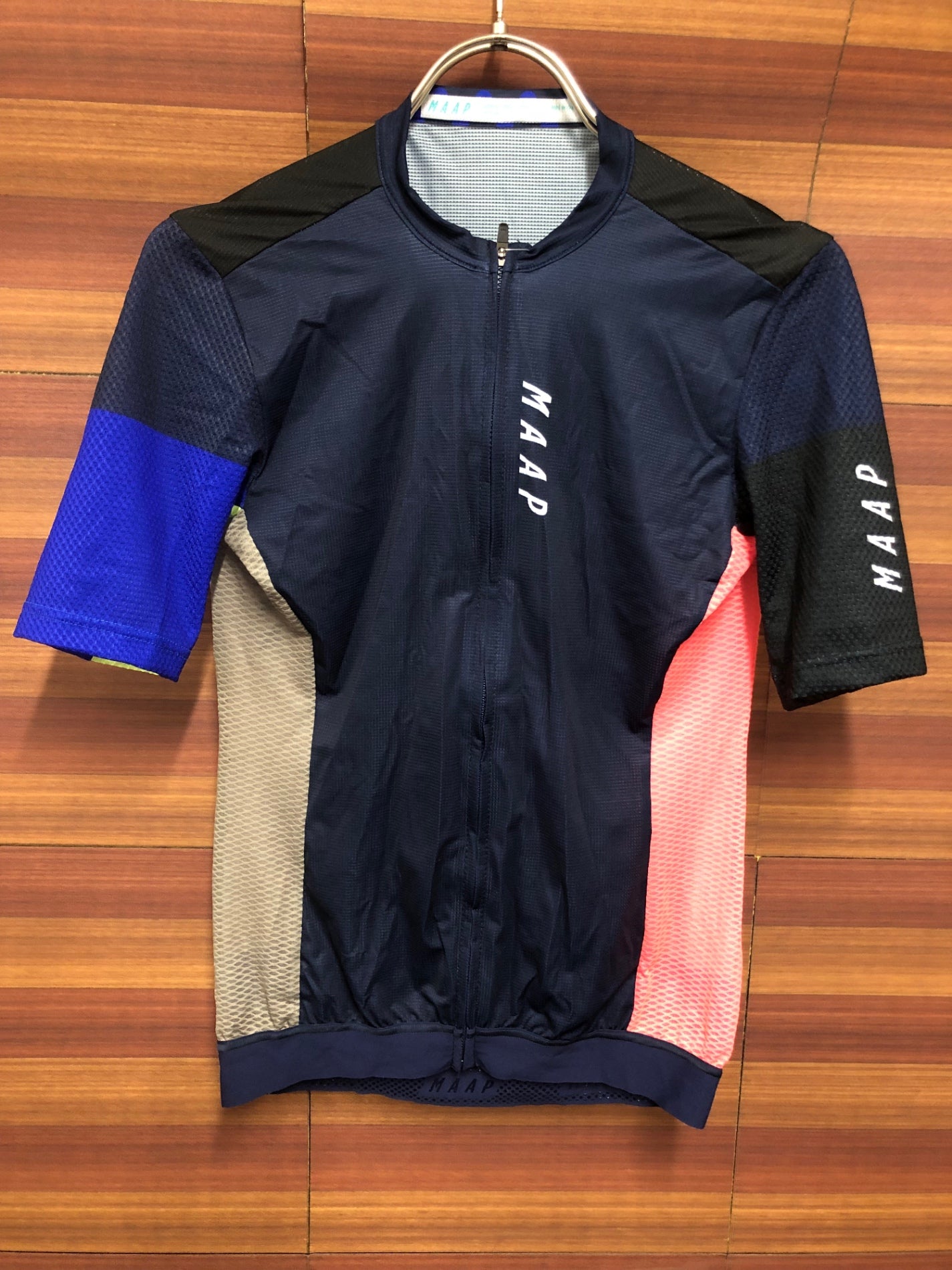 IT815 マープ MAAP WOMEN'S PRO FIT JERSEY 半袖 サイクルジャージ 紺 ピンク 茶 総柄 M レディース