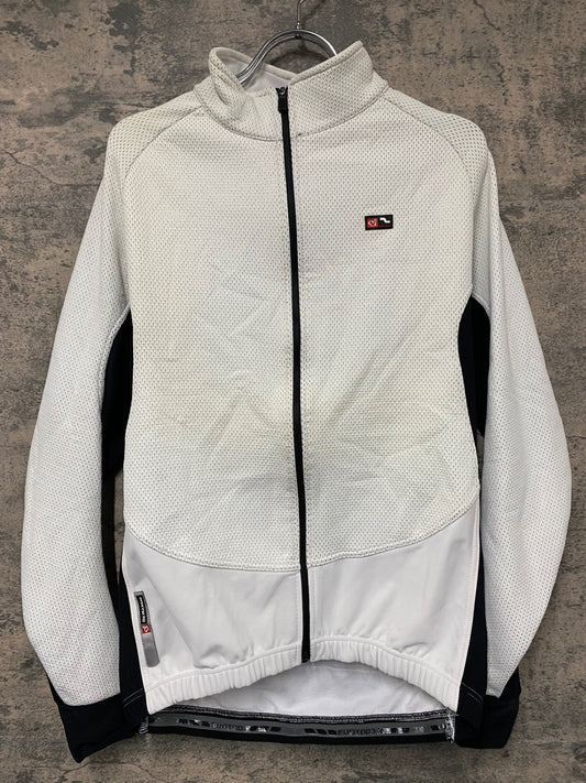 JA327 デマルキ DE MARCHI 長袖 サイクルジャージ 白 黒 M 裏起毛 ※汚れ