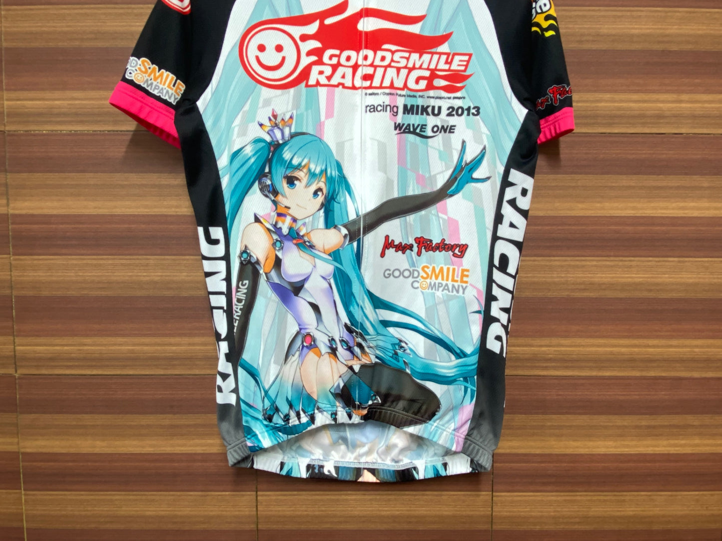 IK096 ウェイブワン WAVE ONE 半袖 サイクルジャージ 白 青 M RACING MIKU 2013Ver. 痛ジャージ