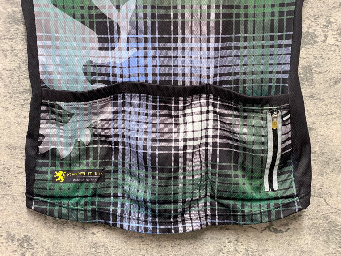 IZ546 カペルミュール kapelmuur 半袖サイクルジャージ 黒緑 M 擦れ