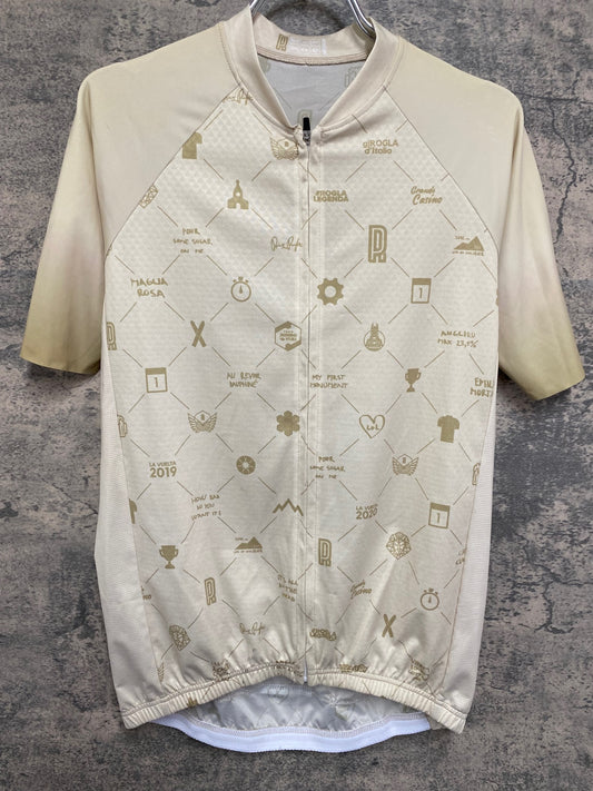 IV586 Primoz roglic Memory Web Cycling Jersey Gold 半袖サイクルジャージ ベージュ M