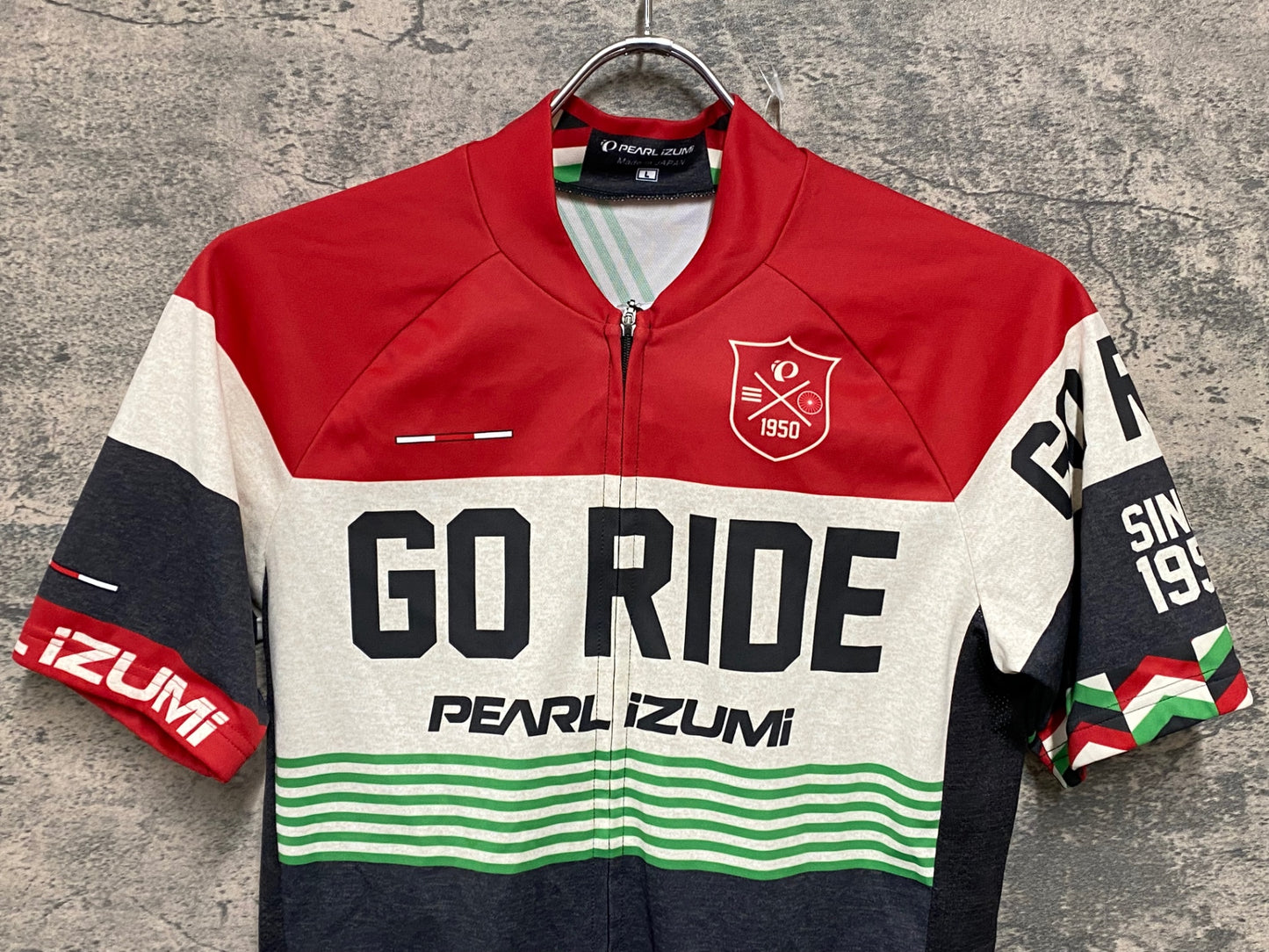 JA639 パールイズミ PEARL iZUMi 半袖 サイクルジャージ 赤 グレー L GO RIDE