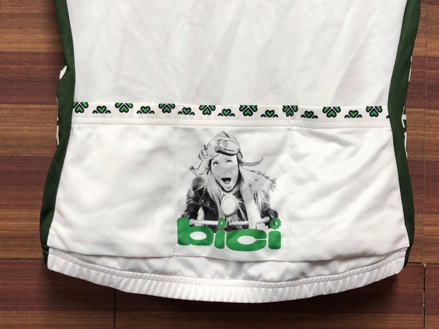 IO349 bici 裏起毛 レディース 半袖 サイクルスカート 白緑 S