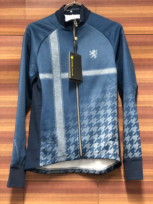 IT638 カペルミュール KAPELMUUR 長袖 サイクルジャケット 青 グレー 千鳥 S 裏起毛 未使用