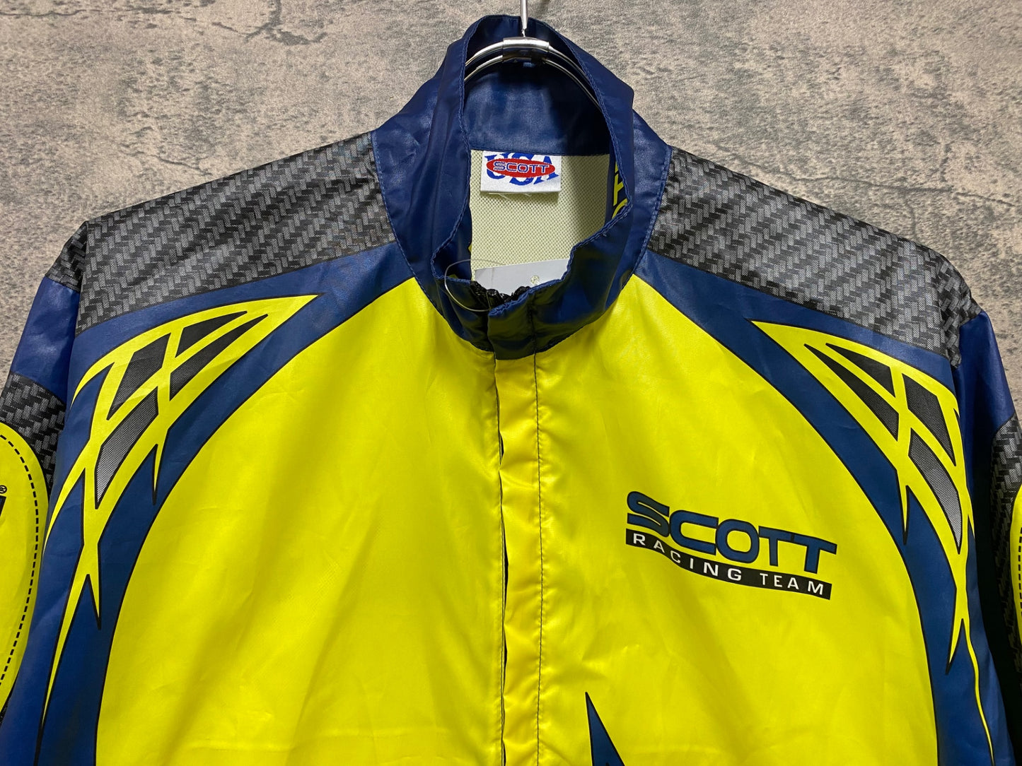 JC177 スコット SCOTT RACING 長袖 ウィンドブレーカー 黄青 サイズ不明 ビンテージ