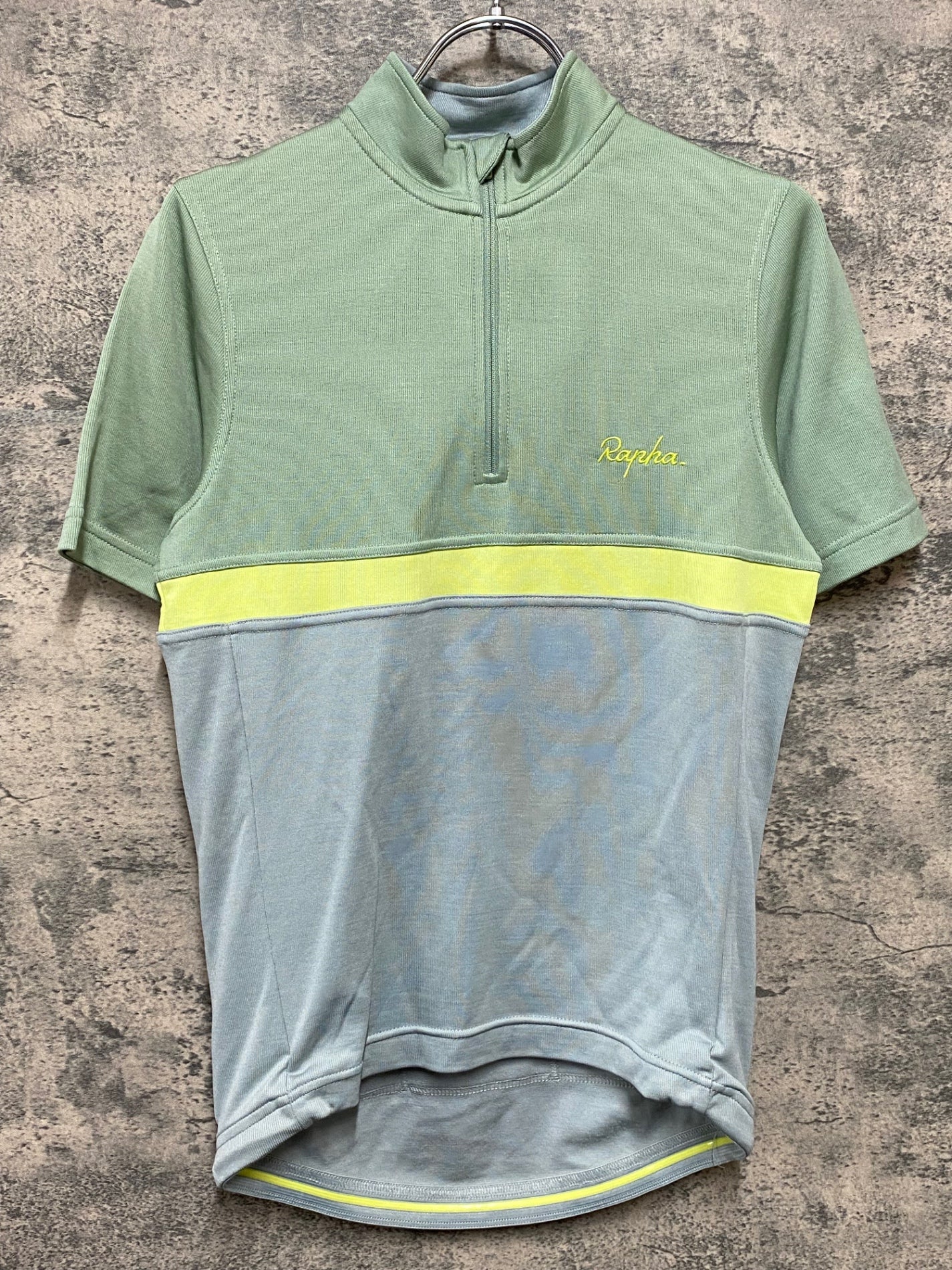 IZ963 ラファ Rapha CLUB JERSEY 半袖 サイクルジャージ ハーフジップ グレー 緑 S
