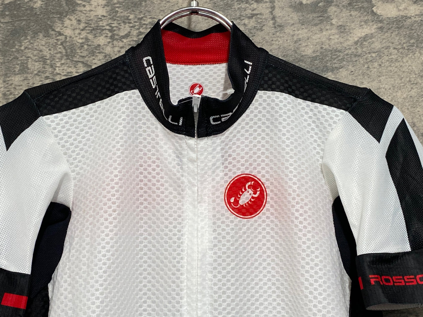 IZ474 カステリ CASTELLI 半袖 サイクルジャージ 白 黒 S