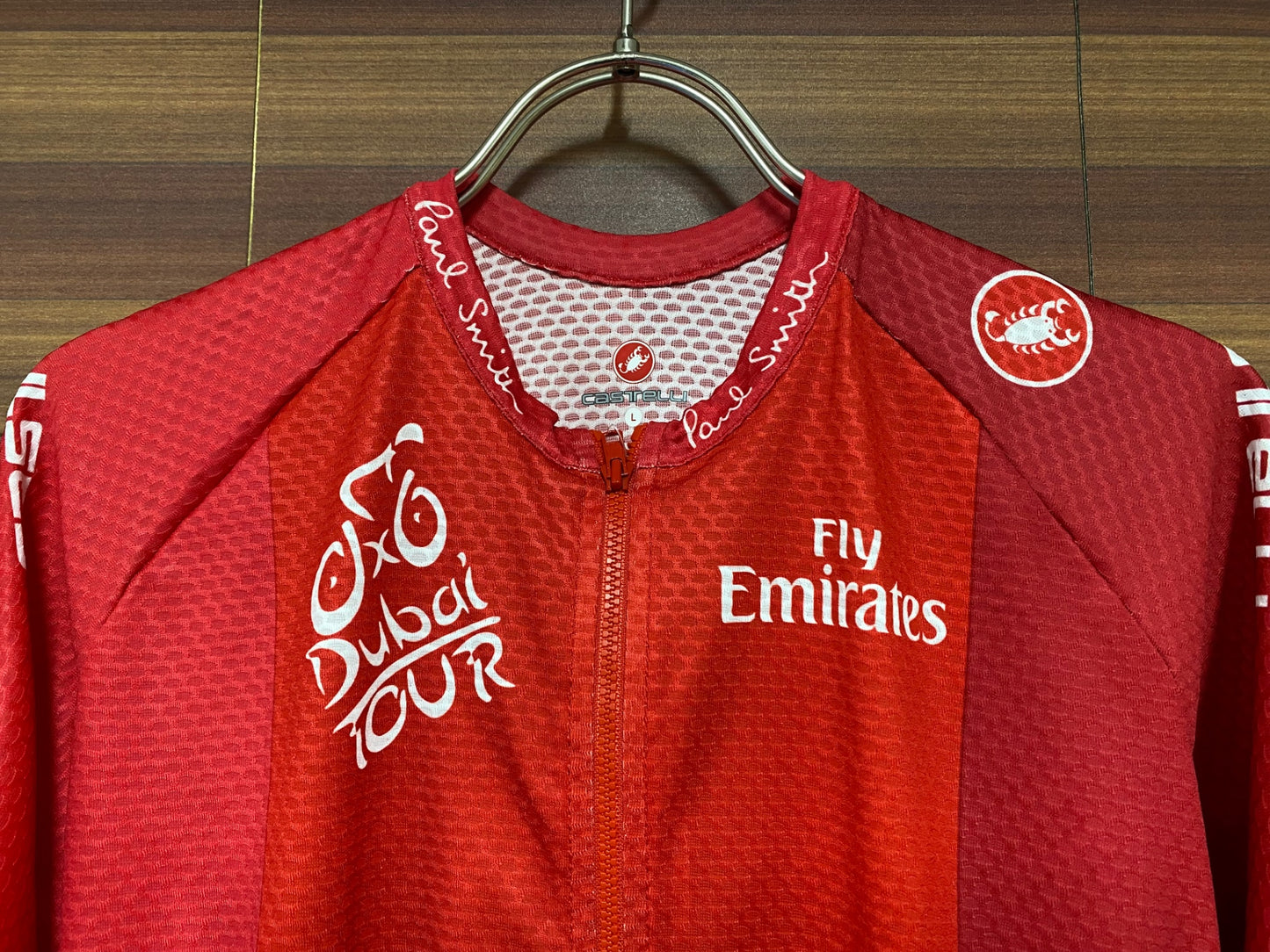 IF928 カステリ castelli ポールスミス Paul smith 半袖サイクルジャージ Dubai TOUR 赤 L fly Emirates ほつれあり