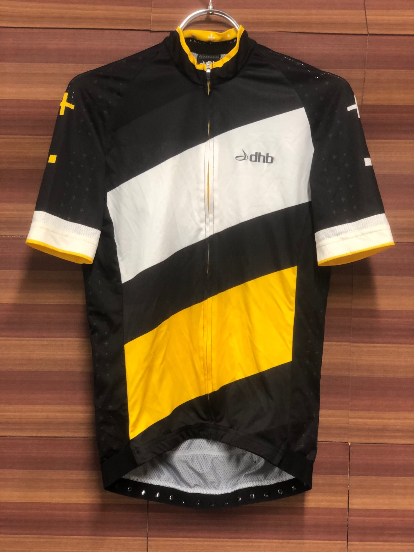IO739 dhb 半袖 サイクルジャージ 黒 黄 XS