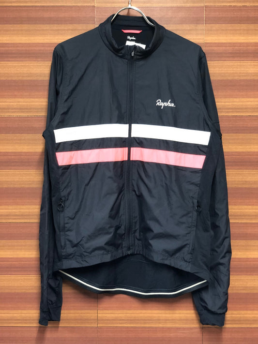 IK628 ラファ Rapha BREVET LONG SLEEVE WINDBLOCK JERSEY 長袖 サイクルジャージ 紺 XL 裏起毛