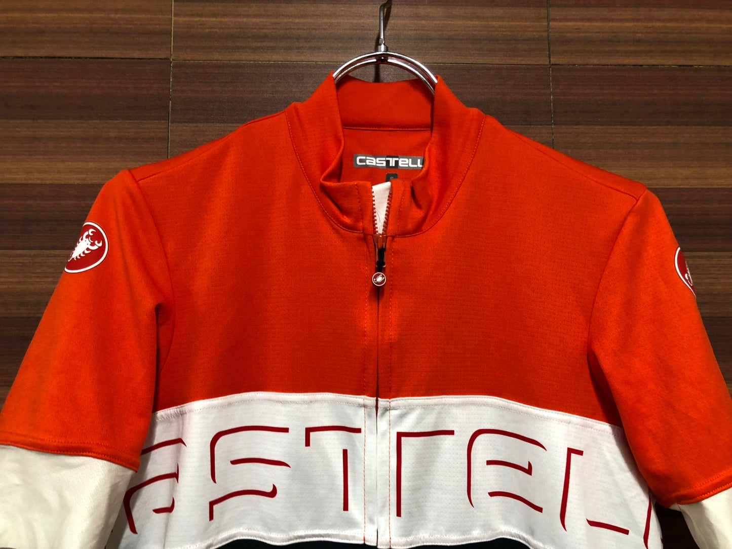 IH594 カステリ CASTELLI 半袖 サイクルジャージ 紺 白 S