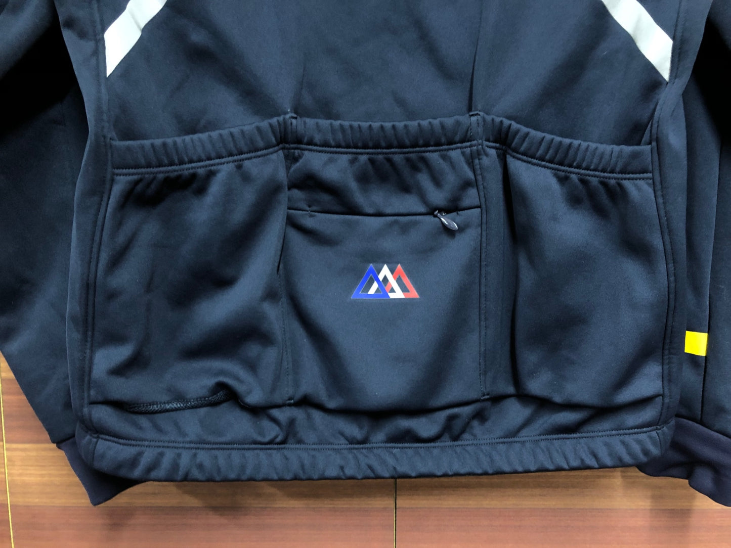 IO077 ルコックスポルティフ le coq sportif 長袖 サイクルジャケット 紺 黄 L 裏起毛