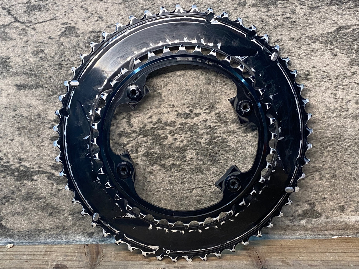 IQ673 シマノ SHIMANO デュラエース DURA-ACE FC-R9100 チェーンリングセット 52/36T ※歯の摩耗大