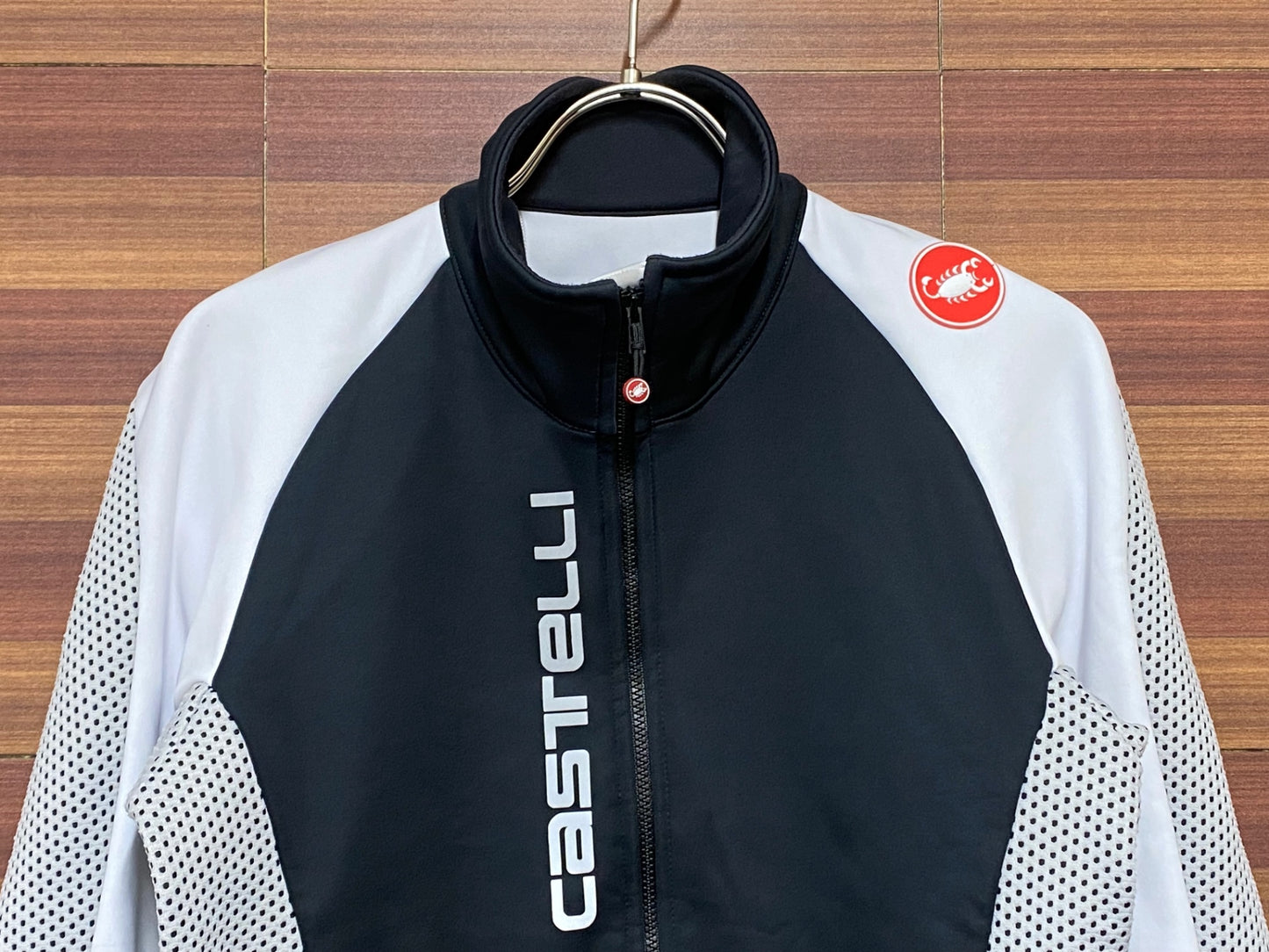 IH375 カステリ CASTELLI 長袖 サイクルジャケット 黒/白 L 裏起毛 中厚