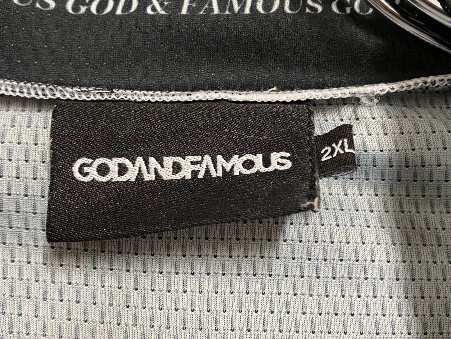 HX387 ゴッドアンドフェイマス GOD AND FAMOUS 長袖サイクルジャージ 黒 2XL メッシュ