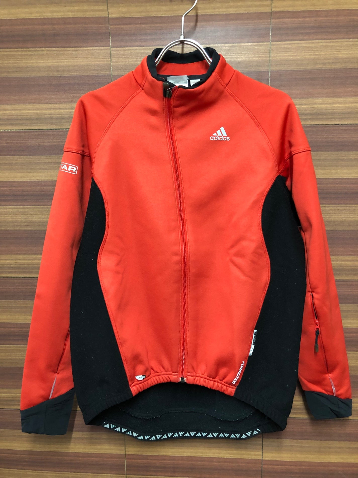 IR944 アディダス adidas 長袖 サイクルジャージ 赤 黒 L 裏起毛