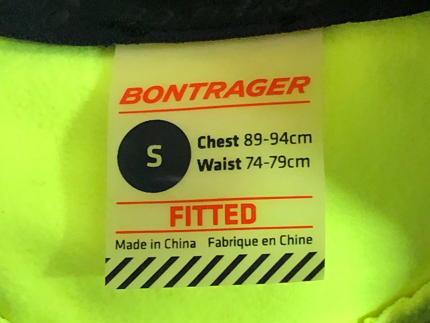 IT492 ボントレガー BONTRAGER 長袖 サイクルジャケット 黒 ネオンイエロー S 裏起毛