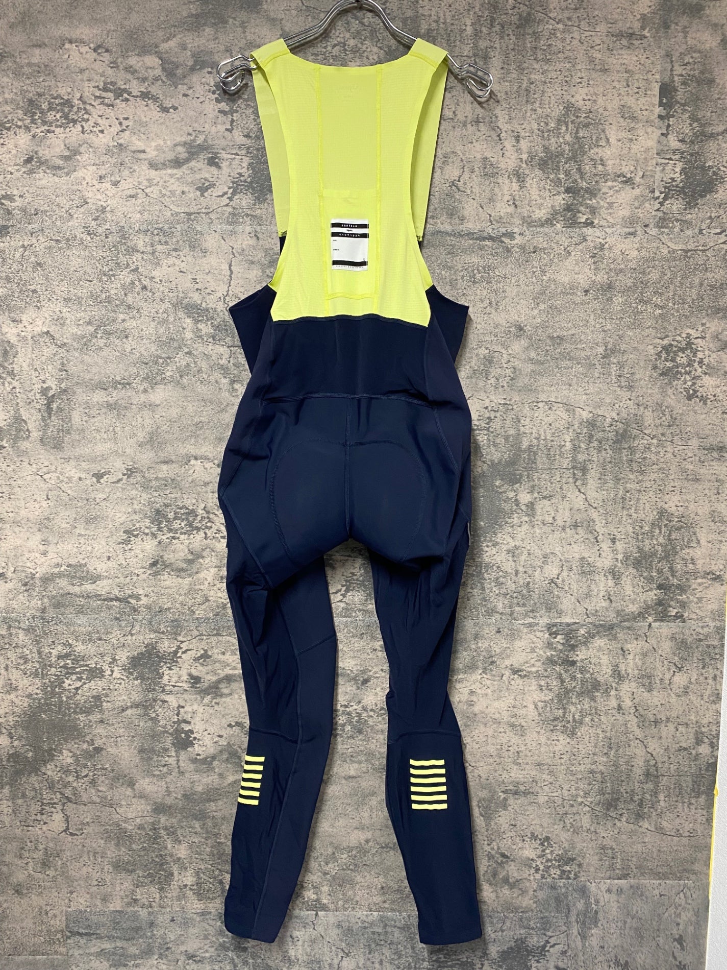 IW349 ラファ Rapha PRO TEAM WINTER TIGHTS WITH PAD Ⅱ ビブタイツ 紺 黄 L 裏起毛