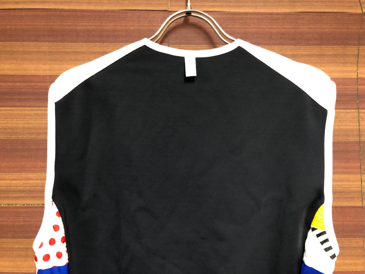 IO075 ルコックスポルティフ le coq sportif サイクルベスト ジレ 白 青 赤 黄 総柄 L 裏起毛