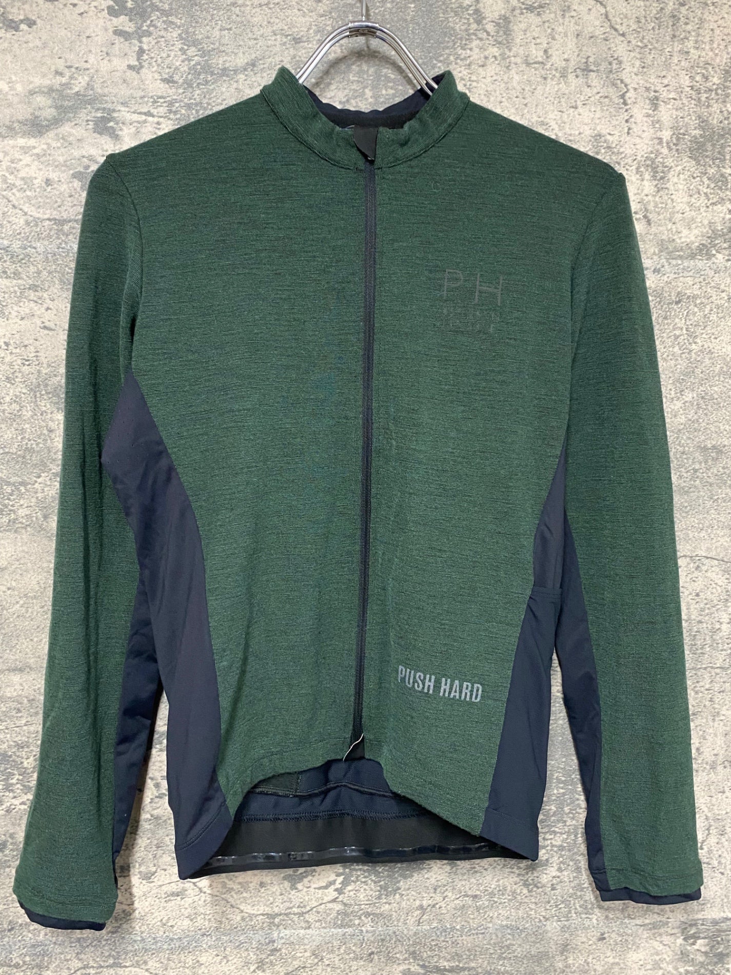 IZ144 プッシュハード PUSH HARD 長袖 サイクルジャージ 深緑 M相当