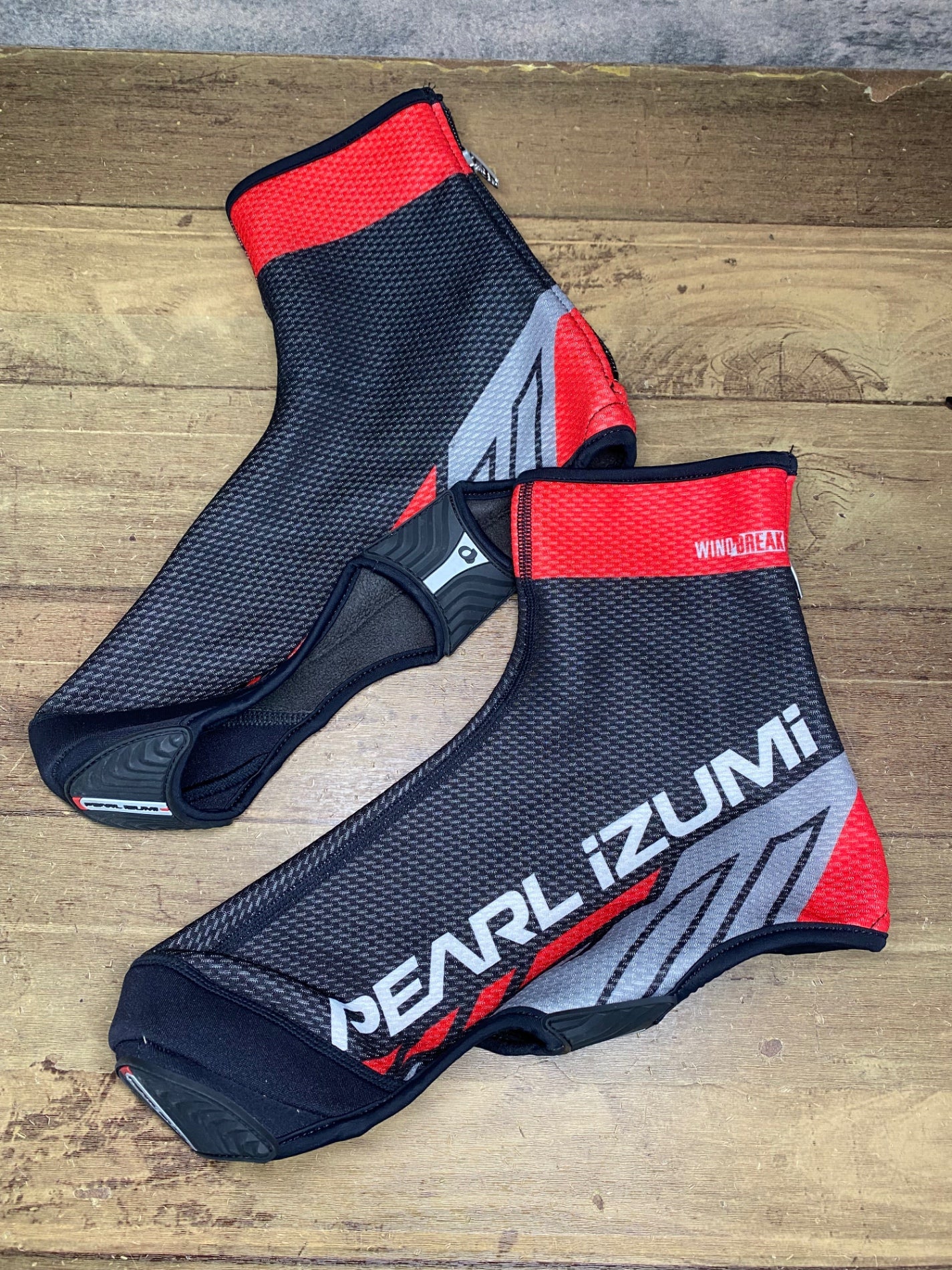 JB348 パールイズミ PEARL iZUMi シューズカバー 黒 赤 L 裏起毛 WINDBREAK