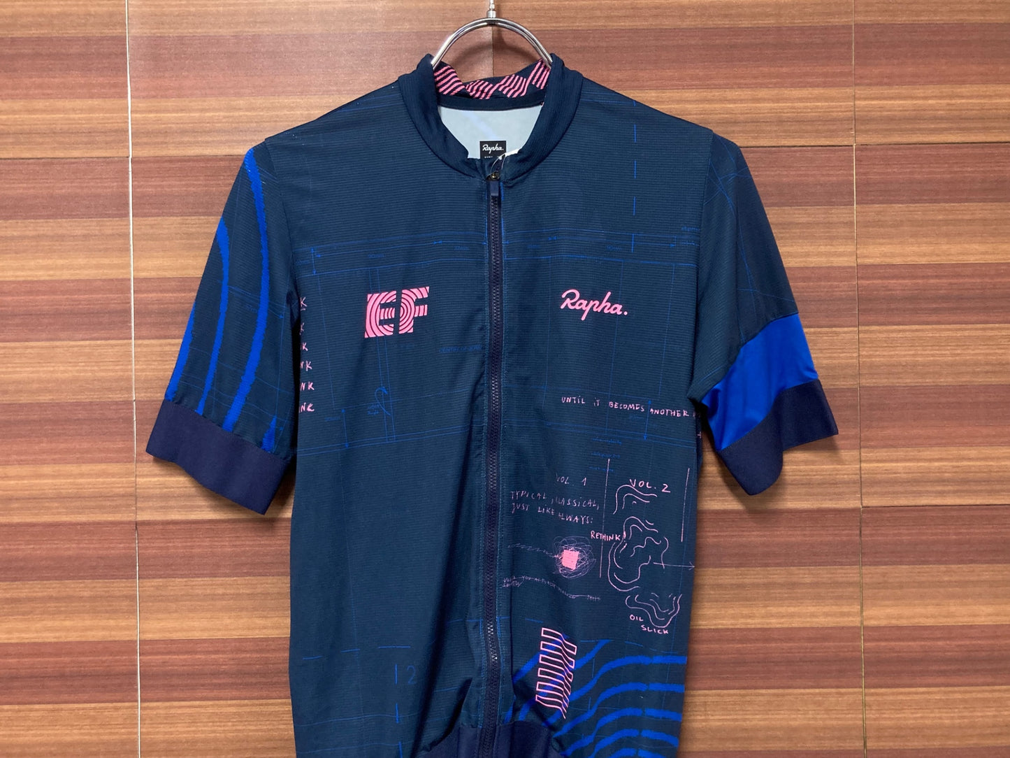 IS669 ラファ RAPHA EF PRO TEAM TRAINING JERSEY 半袖 サイクルウェア 紺 ピンク M