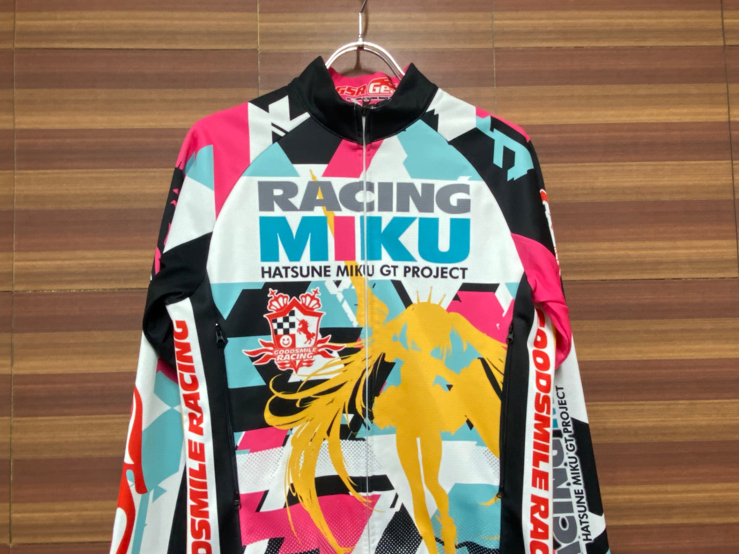 IK086 GSR Gear 長袖 サイクルジャケット 白 黒 ピンク M RACING MIKU 2015Ver. 痛ジャージ