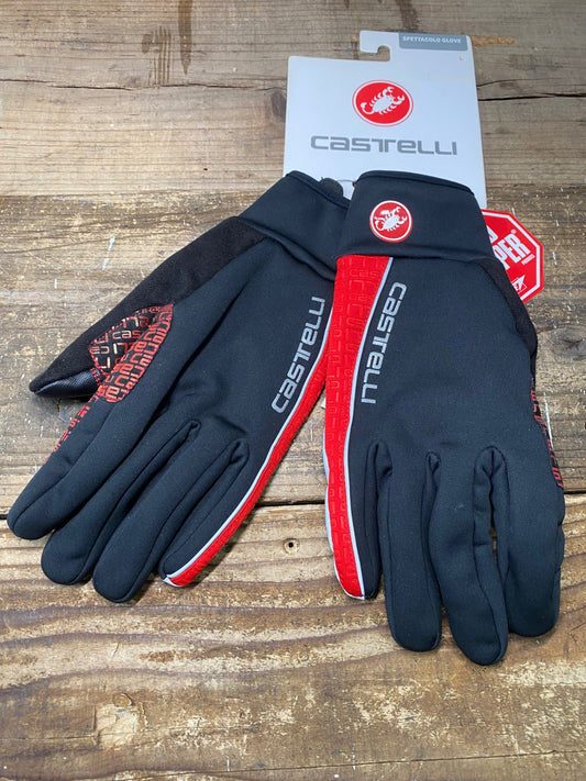 IV956 カステリ CASTELLI SPETTACOLO グローブ 黒 赤 L 裏起毛