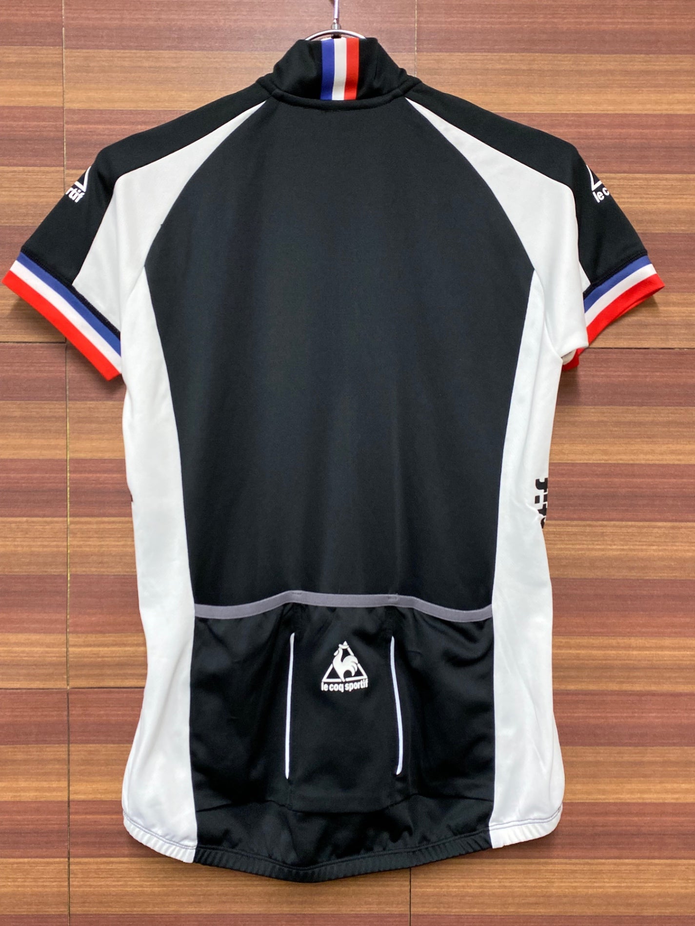 IE448 ルコックスポルティフ le coq sportif 半袖 サイクルジャージ 黒 白 M