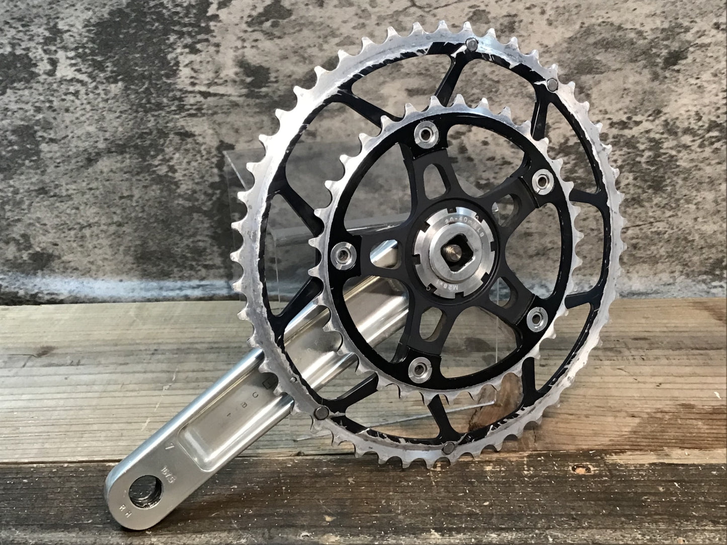 IO667 TA CARMINA 50/34 167.5mm アルミ クランクセット TA純正チタンシャフトBB付き シャフト径実測Φ17 BSAネジ